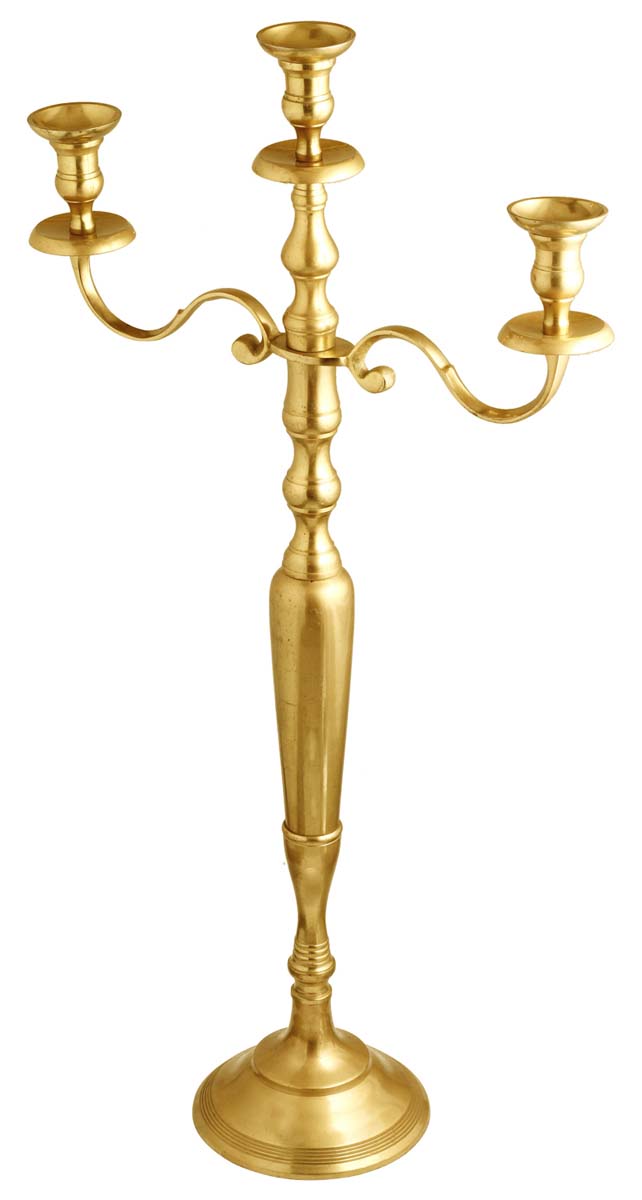 40” Grand Candelabrum in Aluminum with 3 Holders – Golden Tone – Rich Home Décor / Gifts